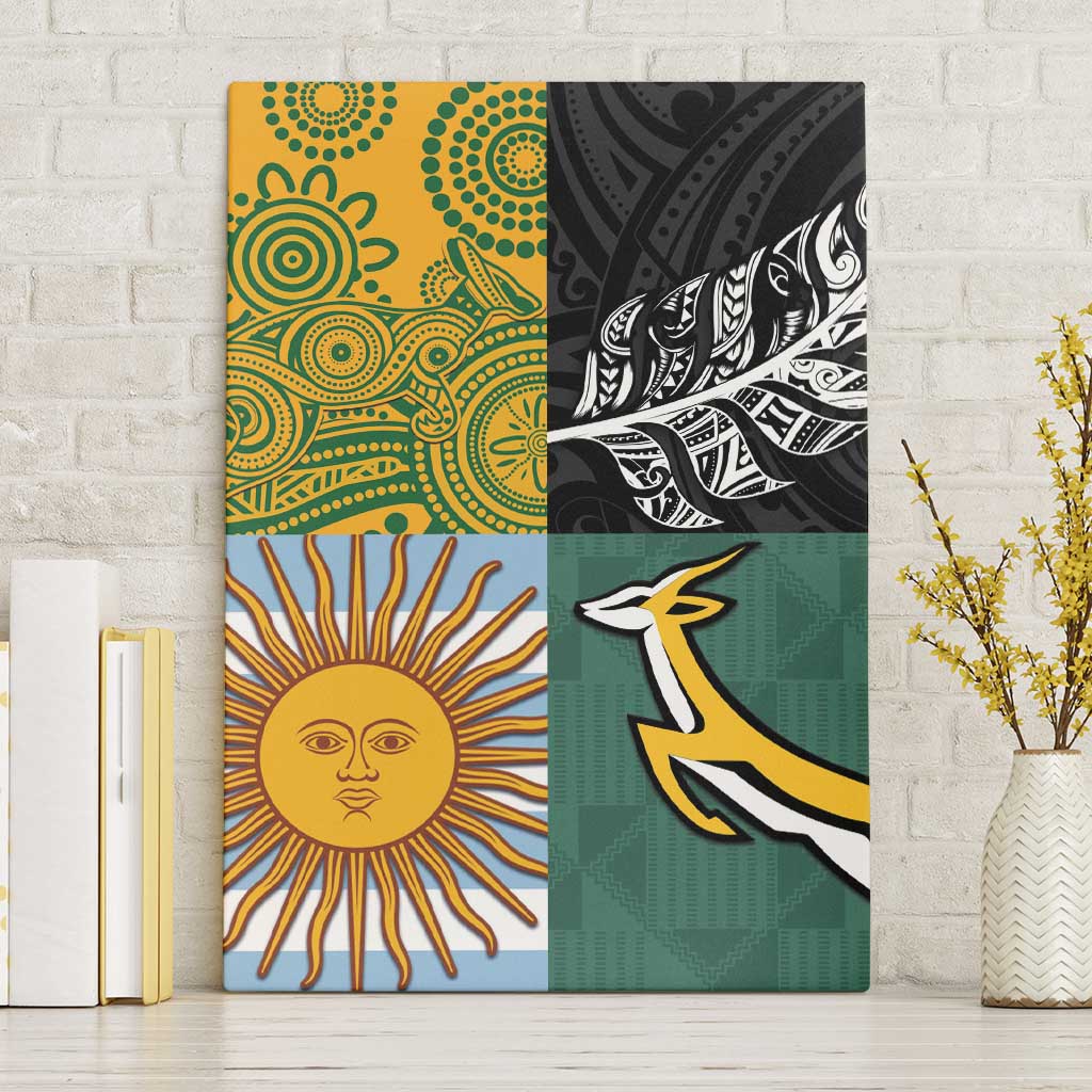 Rugby 2025 Championship Canvas Wall Art Combination of Southern Hemisphere Countries LT14 Without Frame Black - Polynesian Pride