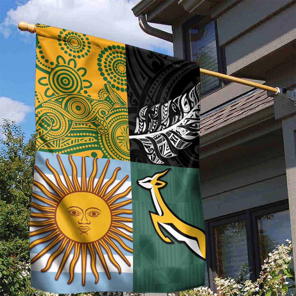 Rugby 2025 Championship Garden Flag Combination of Southern Hemisphere Countries LT14 - Polynesian Pride