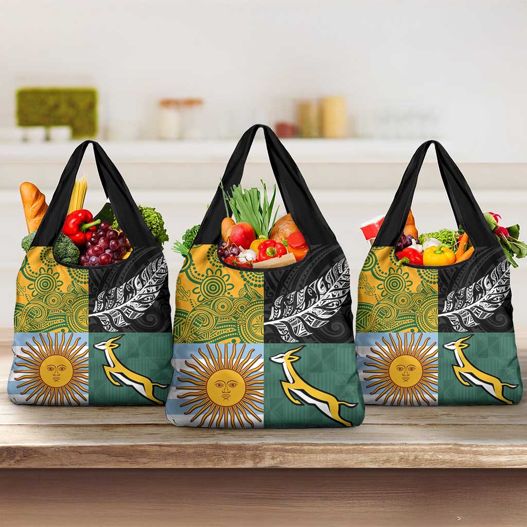 Rugby 2025 Championship Grocery Bag Combination of Southern Hemisphere Countries LT14 3-pack One Size Black - Polynesian Pride