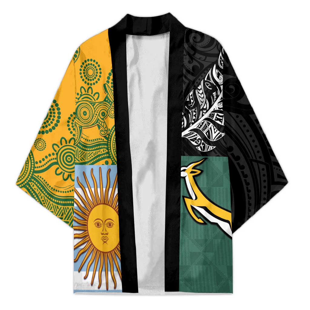 Personalised Rugby 2025 Championship Kimono Combination of Southern Hemisphere Countries LT14 Unisex Black - Polynesian Pride