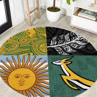 Rugby 2025 Championship Round Carpet Combination of Southern Hemisphere Countries LT14 Black - Polynesian Pride