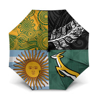 Rugby 2025 Championship Umbrella Combination of Southern Hemisphere Countries LT14 One Size Folded 11.42 inch Opened Diameter 37.4 inch Black - Polynesian Pride
