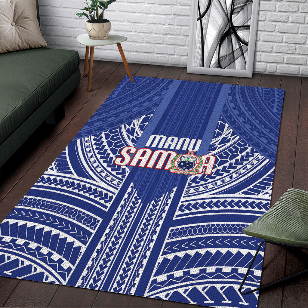 Manu Samoa Rugby 2026 Area Rug Samoan Pattern LT14 Blue - Polynesian Pride