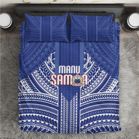 Manu Samoa Rugby 2026 Bedding Set Samoan Pattern LT14 Blue - Polynesian Pride