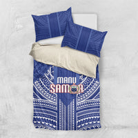 Manu Samoa Rugby 2026 Bedding Set Samoan Pattern LT14 US Twin 172cm x 218cm Blue - Polynesian Pride