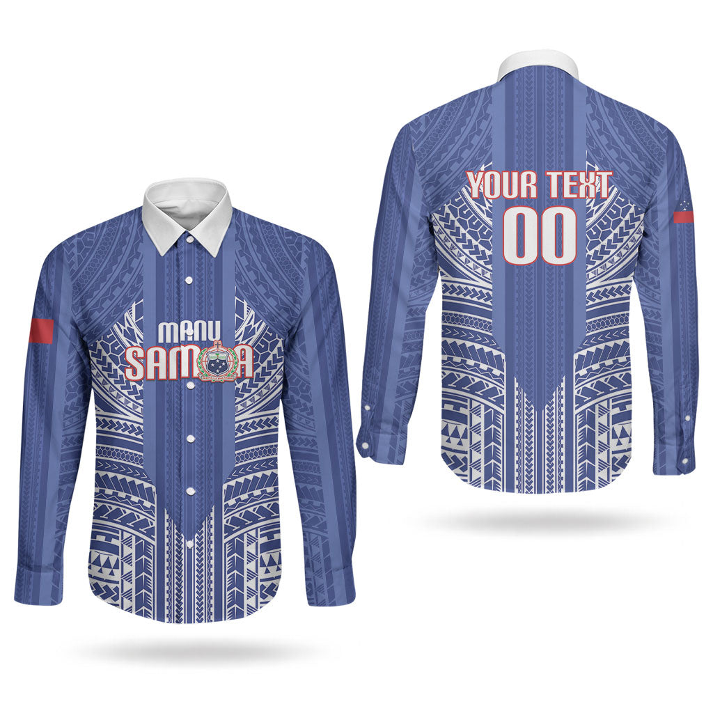 Custom Manu Samoa Rugby 2026 Couples Matching Summer Maxi Dress and Long Sleeve Button Shirt Samoan Pattern LT14 - Polynesian Pride