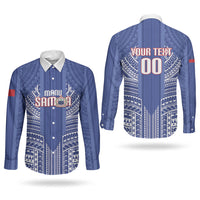 Custom Manu Samoa Rugby 2026 Couples Matching Summer Maxi Dress and Long Sleeve Button Shirt Samoan Pattern LT14 - Polynesian Pride