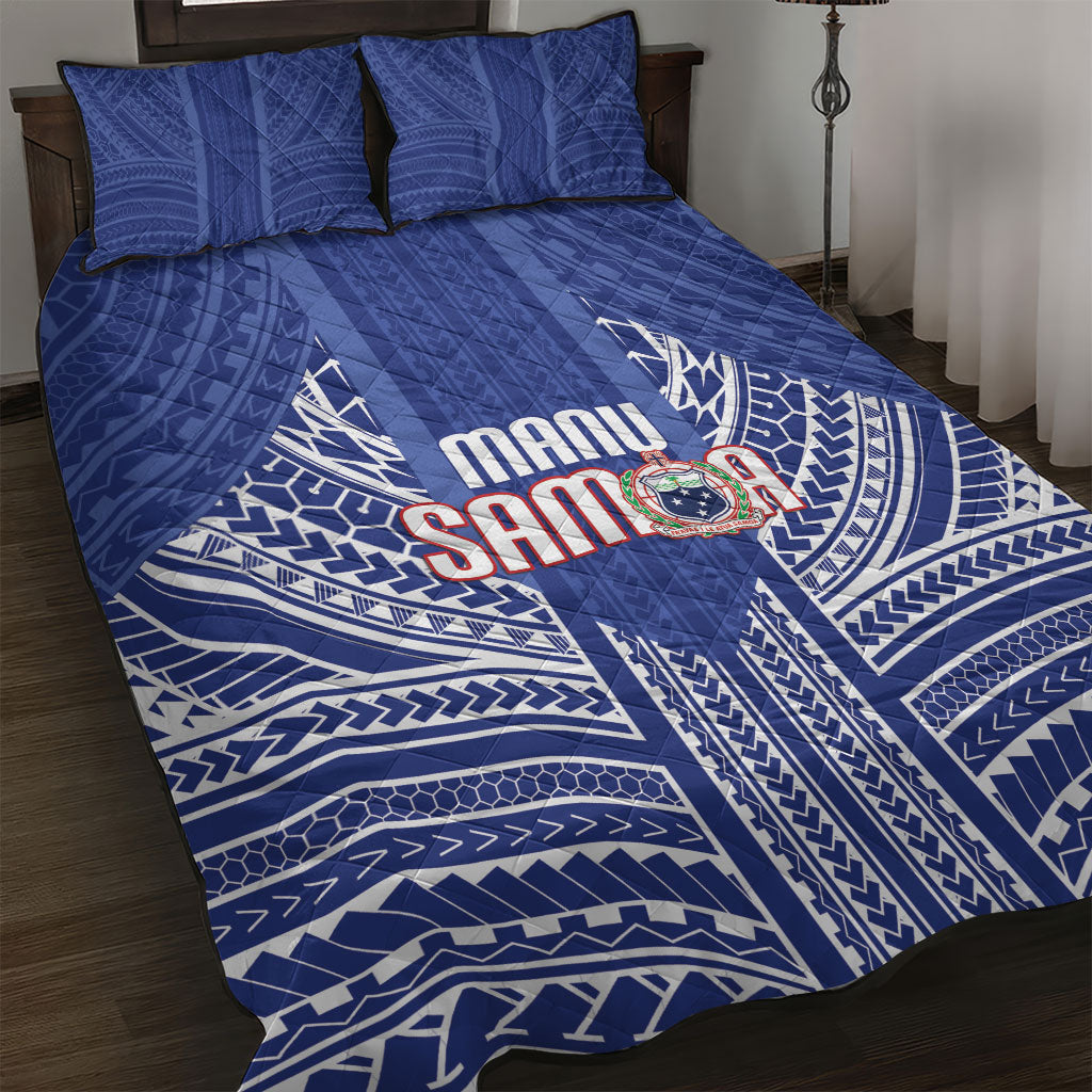 Manu Samoa Rugby 2026 Quilt Bed Set Samoan Pattern LT14 Blue - Polynesian Pride