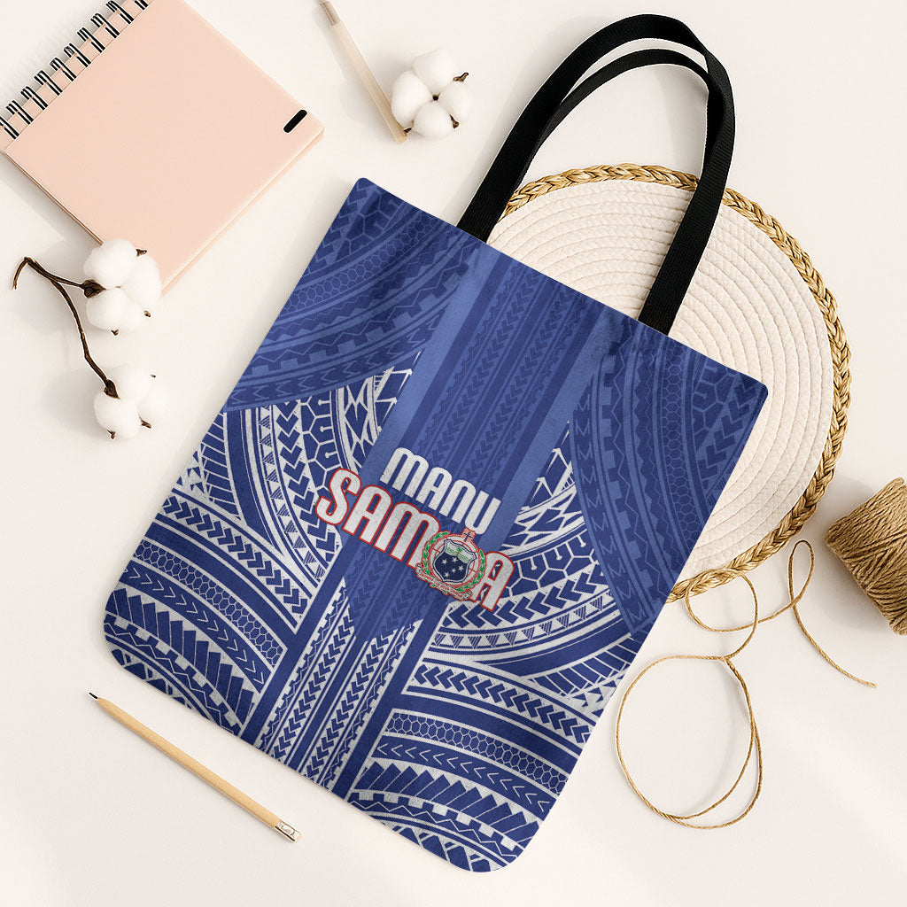 Manu Samoa Rugby 2026 Tote Bag Samoan Pattern LT14 Black Strap One Size Blue - Polynesian Pride