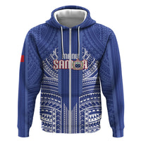 Custom Manu Samoa Rugby 2026 Zip Hoodie Samoan Pattern LT14 Zip Hoodie Blue - Polynesian Pride