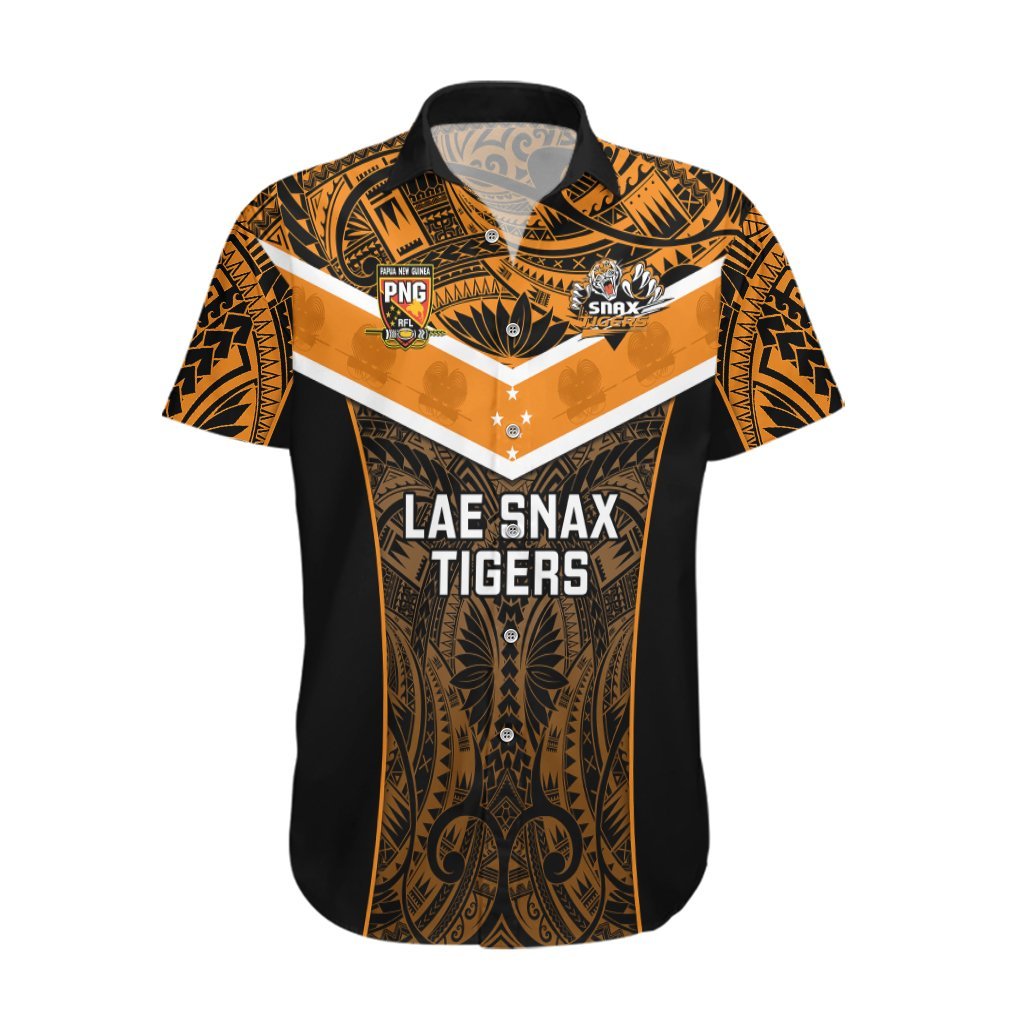Papua New Guinea Rugby Hawaiian Shirt Lae Snax Tigers PNG Polynesian Pattern LT14 Orange - Polynesian Pride
