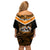 Papua New Guinea Rugby Off Shoulder Short Dress Lae Snax Tigers PNG Polynesian Pattern LT14 - Polynesian Pride