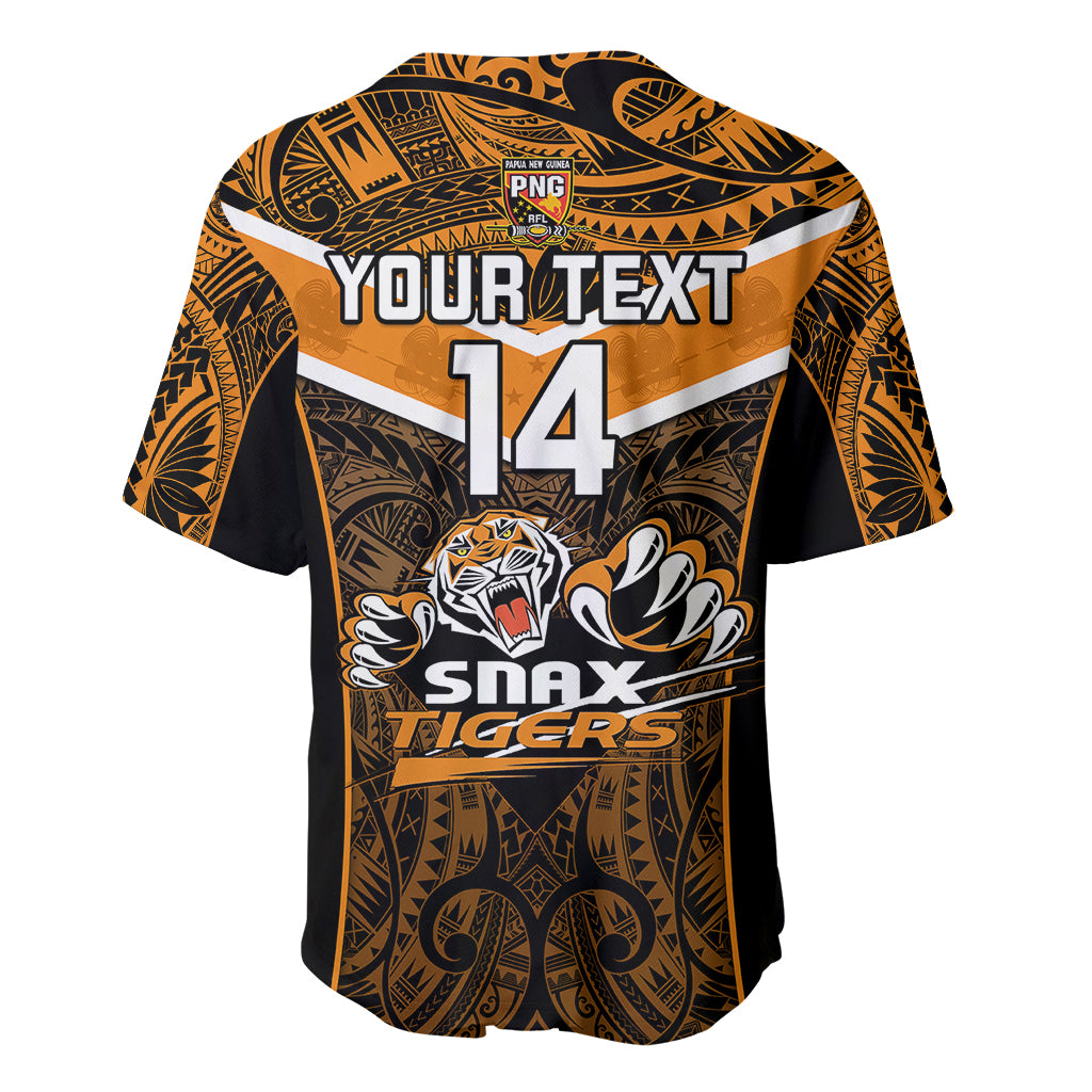 Custom Papua New Guinea Rugby Baseball Jersey Lae Snax Tigers PNG Polynesian Pattern LT14 - Polynesian Pride