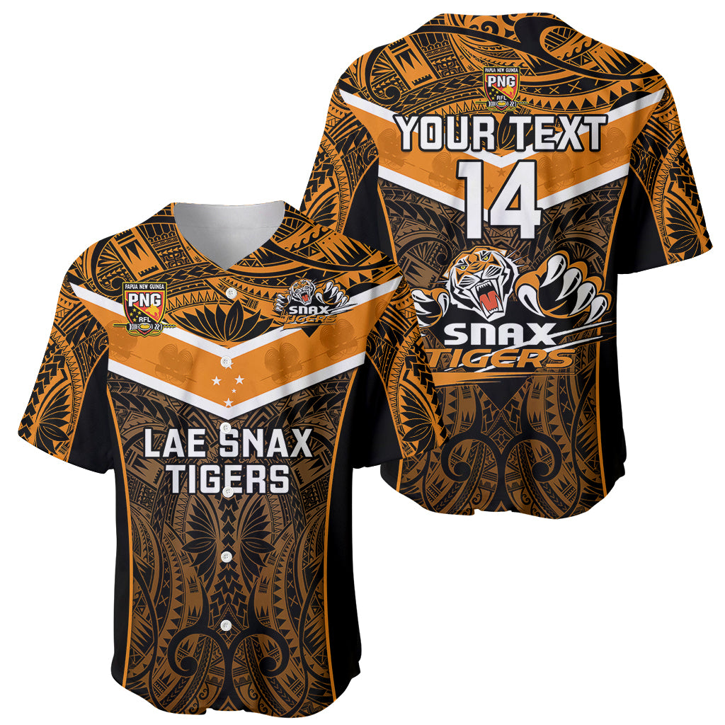 Custom Papua New Guinea Rugby Baseball Jersey Lae Snax Tigers PNG Polynesian Pattern LT14 - Polynesian Pride