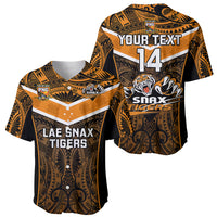 Custom Papua New Guinea Rugby Baseball Jersey Lae Snax Tigers PNG Polynesian Pattern LT14 - Polynesian Pride
