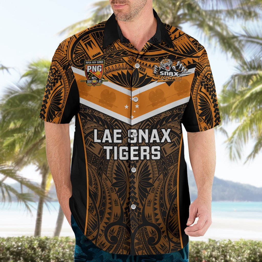 Custom Papua New Guinea Rugby Hawaiian Shirt Lae Snax Tigers PNG Polynesian Pattern LT14 - Polynesian Pride