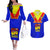 Papua New Guinea Rugby Couples Matching Off The Shoulder Long Sleeve Dress and Hawaiian Shirt Hela Wigmen PNG Polynesian Pattern LT14 Blue - Polynesian Pride