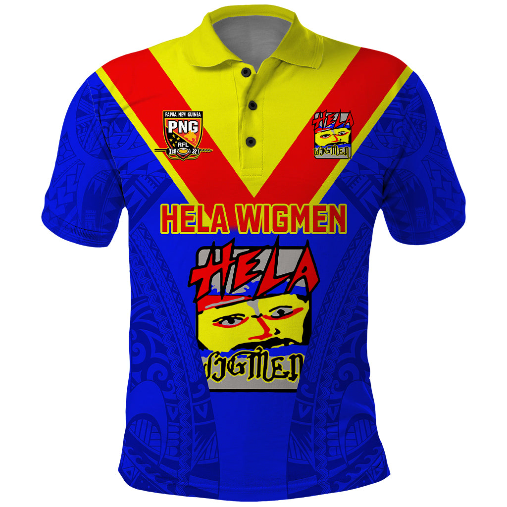 Papua New Guinea Rugby Polo Shirt Hela Wigmen PNG Polynesian Pattern LT14 Blue - Polynesian Pride