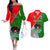 Papua New Guinea Rugby Couples Matching Off The Shoulder Long Sleeve Dress and Hawaiian Shirt Rabaul Gurias PNG Polynesian Pattern LT14 Green - Polynesian Pride