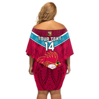 Custom Papua New Guinea Rugby Off Shoulder Short Dress Goroka Lahanis PNG Polynesian Pattern LT14 - Polynesian Pride