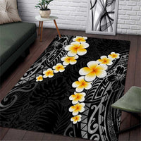 Black Tropical Plumeria With Galaxy Polynesian Art Area Rug LT14 Black - Polynesian Pride