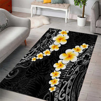 Black Tropical Plumeria With Galaxy Polynesian Art Area Rug LT14 - Polynesian Pride