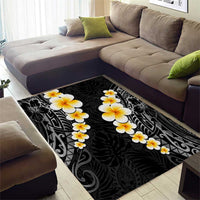 Black Tropical Plumeria With Galaxy Polynesian Art Area Rug LT14 - Polynesian Pride