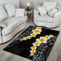 Black Tropical Plumeria With Galaxy Polynesian Art Area Rug LT14 - Polynesian Pride