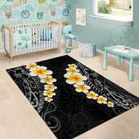 Black Tropical Plumeria With Galaxy Polynesian Art Area Rug LT14 - Polynesian Pride