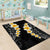 Black Tropical Plumeria With Galaxy Polynesian Art Area Rug