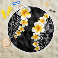 Black Tropical Plumeria With Galaxy Polynesian Art Beach Blanket LT14 One Size 150cm Black - Polynesian Pride