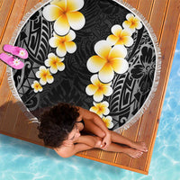 Black Tropical Plumeria With Galaxy Polynesian Art Beach Blanket LT14 - Polynesian Pride
