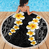 Black Tropical Plumeria With Galaxy Polynesian Art Beach Blanket LT14 - Polynesian Pride