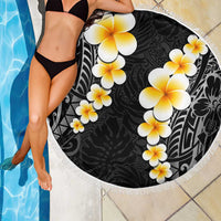 Black Tropical Plumeria With Galaxy Polynesian Art Beach Blanket LT14 - Polynesian Pride