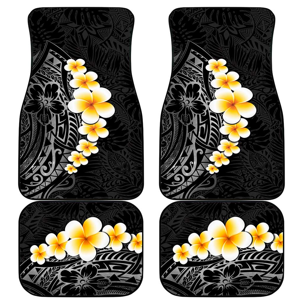 Black Tropical Plumeria With Galaxy Polynesian Art Car Mats LT14 - Polynesian Pride