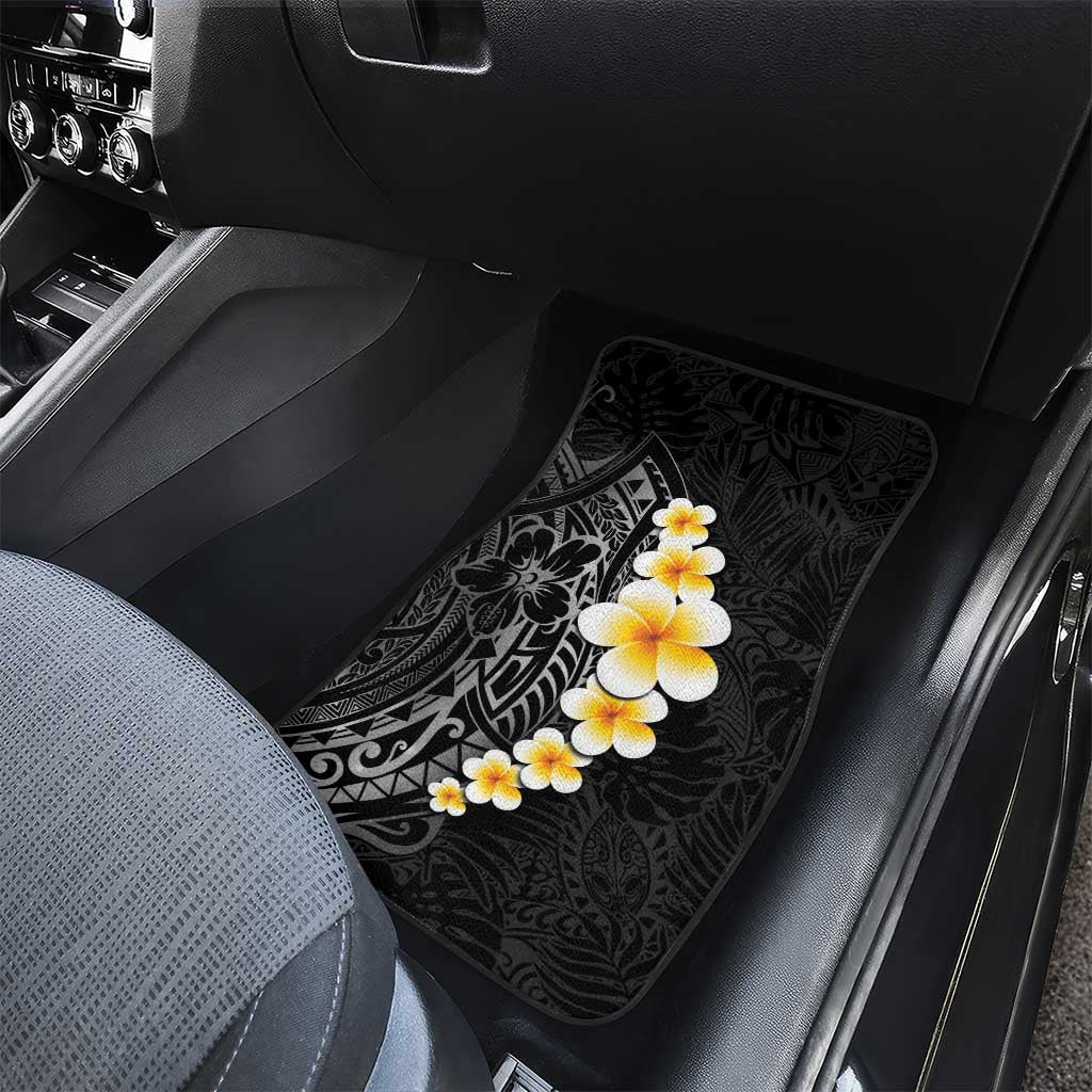 Black Tropical Plumeria With Galaxy Polynesian Art Car Mats LT14 - Polynesian Pride