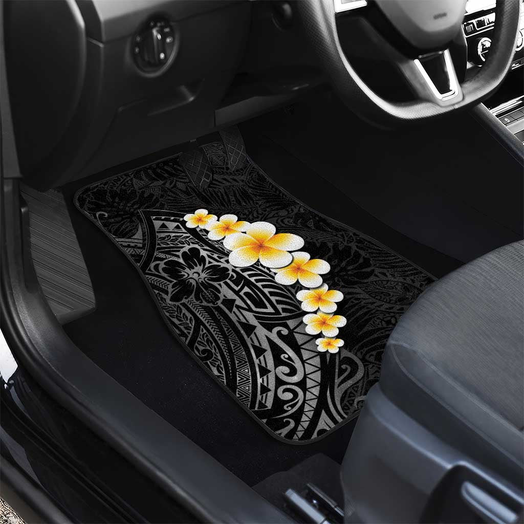 Black Tropical Plumeria With Galaxy Polynesian Art Car Mats LT14 - Polynesian Pride