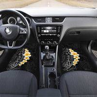 Black Tropical Plumeria With Galaxy Polynesian Art Car Mats LT14 Set 2pcs - Front Black - Polynesian Pride