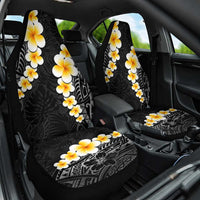Black Tropical Plumeria With Galaxy Polynesian Art Car Seat Cover LT14 One Size Black - Polynesian Pride