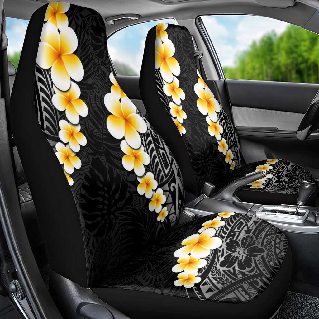 Black Tropical Plumeria With Galaxy Polynesian Art Car Seat Cover LT14 - Polynesian Pride