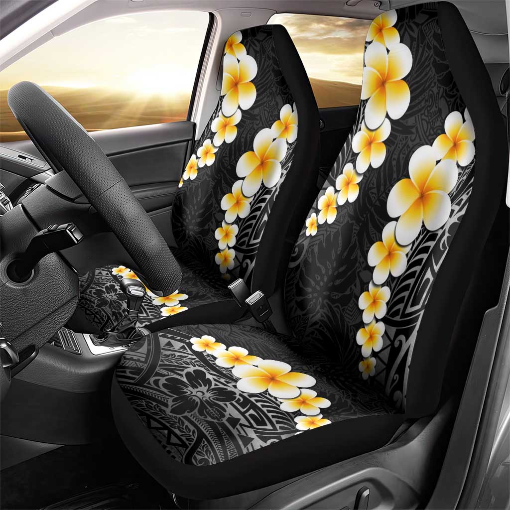 Black Tropical Plumeria With Galaxy Polynesian Art Car Seat Cover LT14 - Polynesian Pride