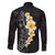 Black Tropical Plumeria With Galaxy Polynesian Art Family Matching Off The Shoulder Long Sleeve Dress and Hawaiian Shirt