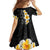 Black Tropical Plumeria With Galaxy Polynesian Art Family Matching Off Shoulder Maxi Dress and Hawaiian Shirt