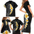 Black Tropical Plumeria With Galaxy Polynesian Art Family Matching Short Sleeve Bodycon Dress and Hawaiian Shirt