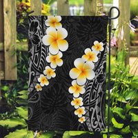 Black Tropical Plumeria With Galaxy Polynesian Art Garden Flag LT14 Garden Flag Black - Polynesian Pride