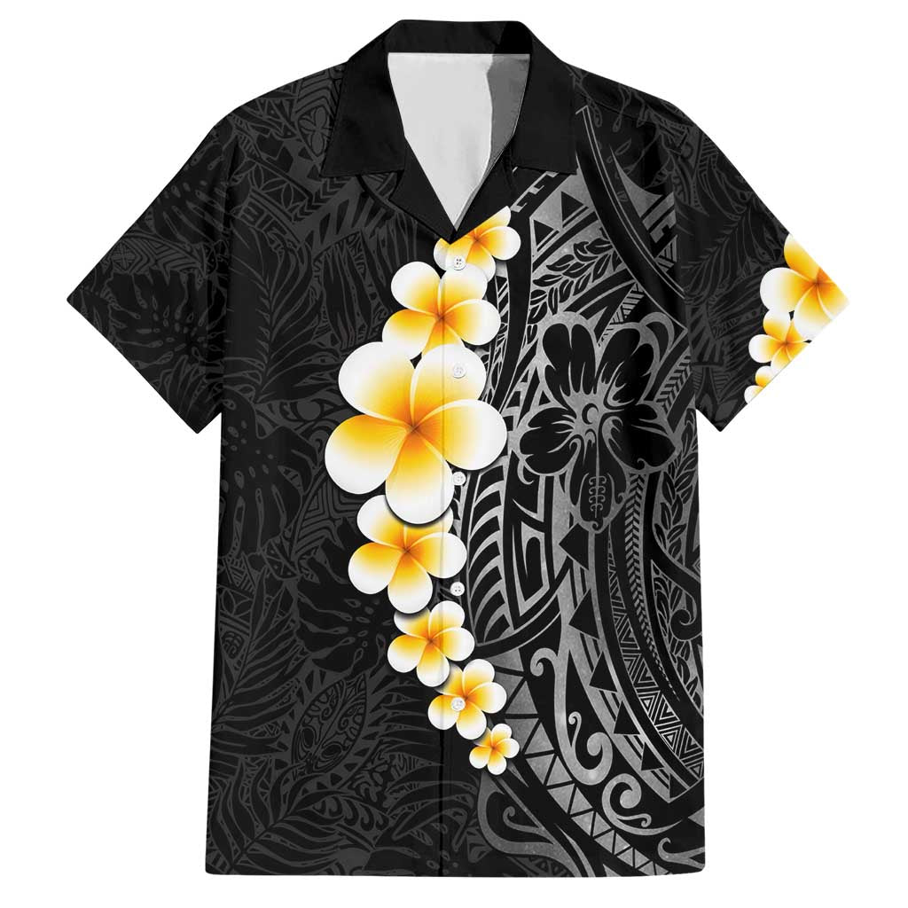 Black Tropical Plumeria With Galaxy Polynesian Art Hawaiian Shirt LT14 Black - Polynesian Pride