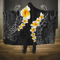 Black Tropical Plumeria With Galaxy Polynesian Art Hooded Blanket LT14 - Polynesian Pride