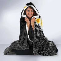 Black Tropical Plumeria With Galaxy Polynesian Art Hooded Blanket LT14 - Polynesian Pride