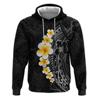Black Tropical Plumeria With Galaxy Polynesian Art Hoodie LT14 Pullover Hoodie Black - Polynesian Pride