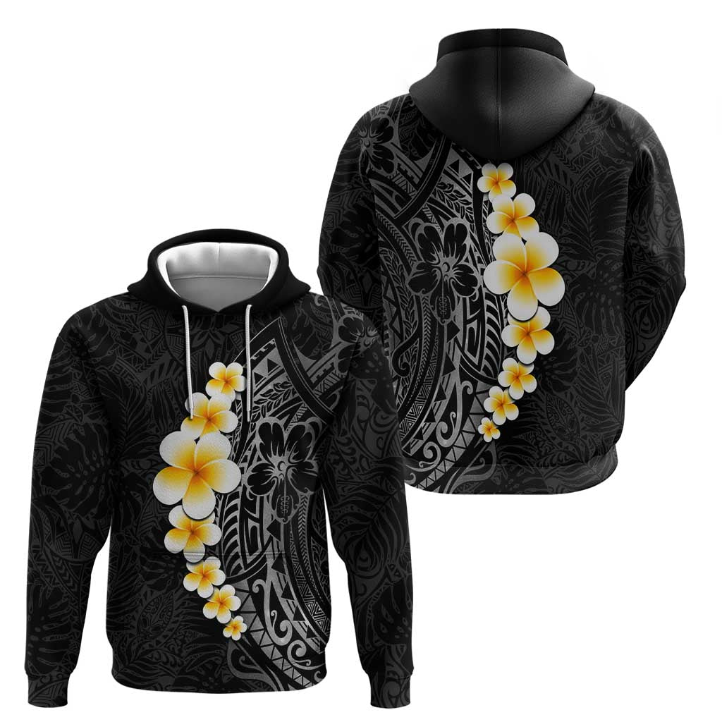 Black Tropical Plumeria With Galaxy Polynesian Art Hoodie LT14 - Polynesian Pride